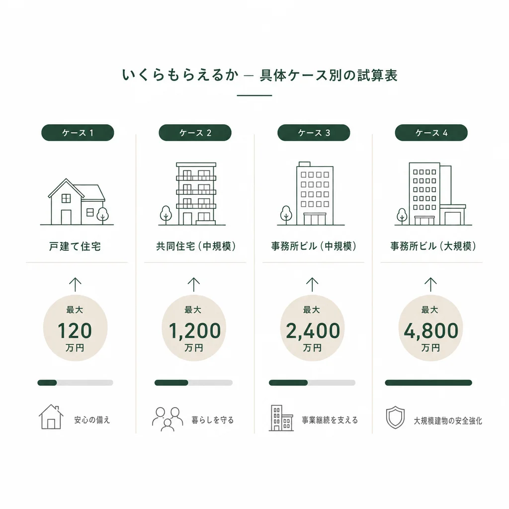 いくらもらえるか — 具体ケース別の試算表