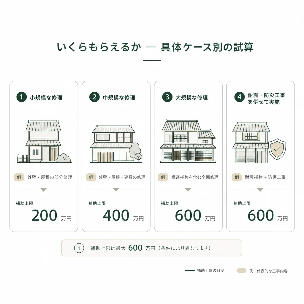 いくらもらえるか — 具体ケース別の試算