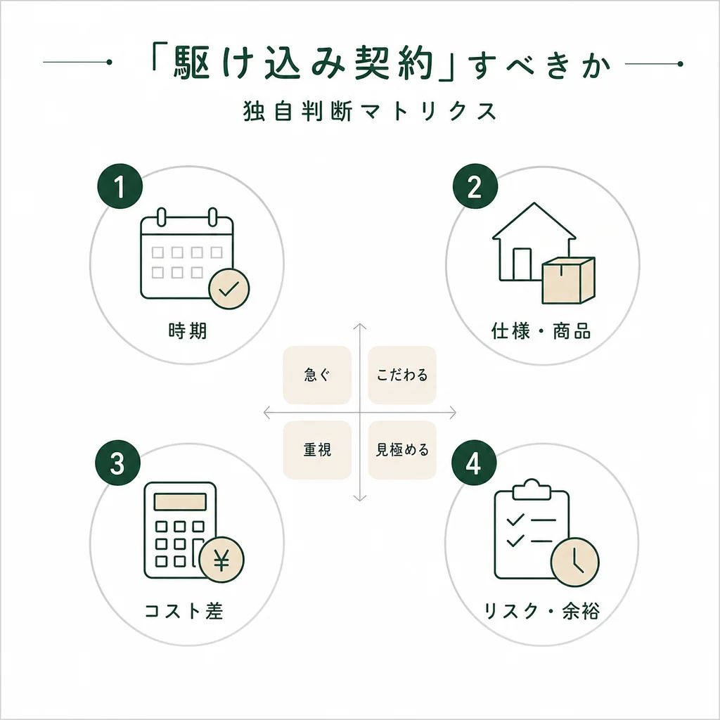 「駆け込み契約」すべきか — 独自判断マトリクス