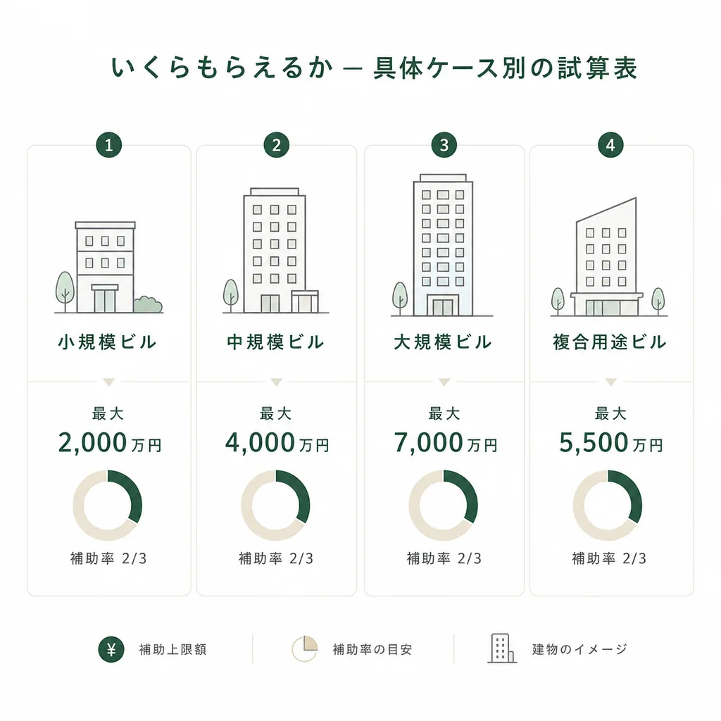 いくらもらえるか — 具体ケース別の試算表