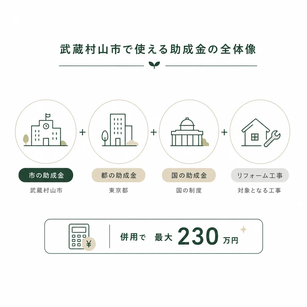 武蔵村山市で使える助成金の全体像