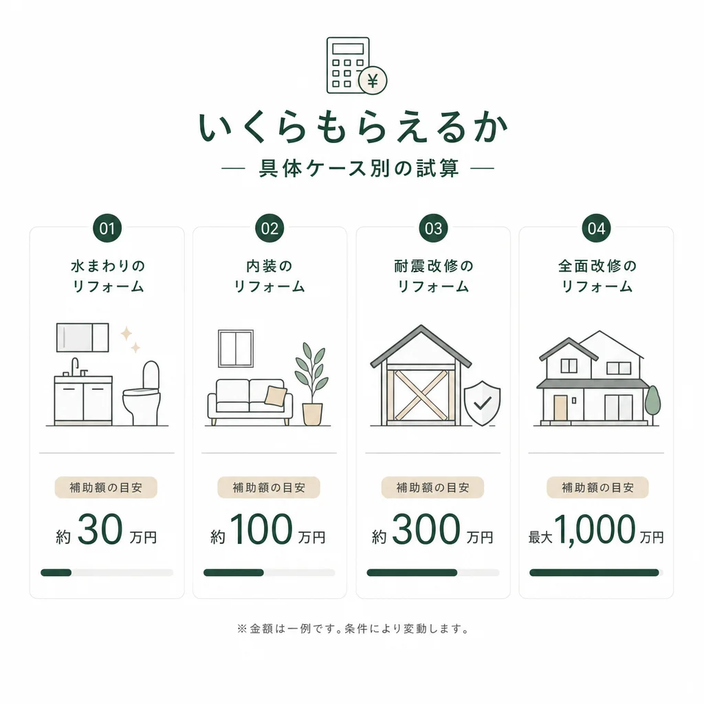 いくらもらえるか — 具体ケース別の試算