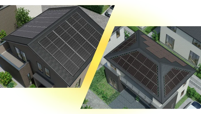 シャープが掲載する太陽光パネルの屋根配置例