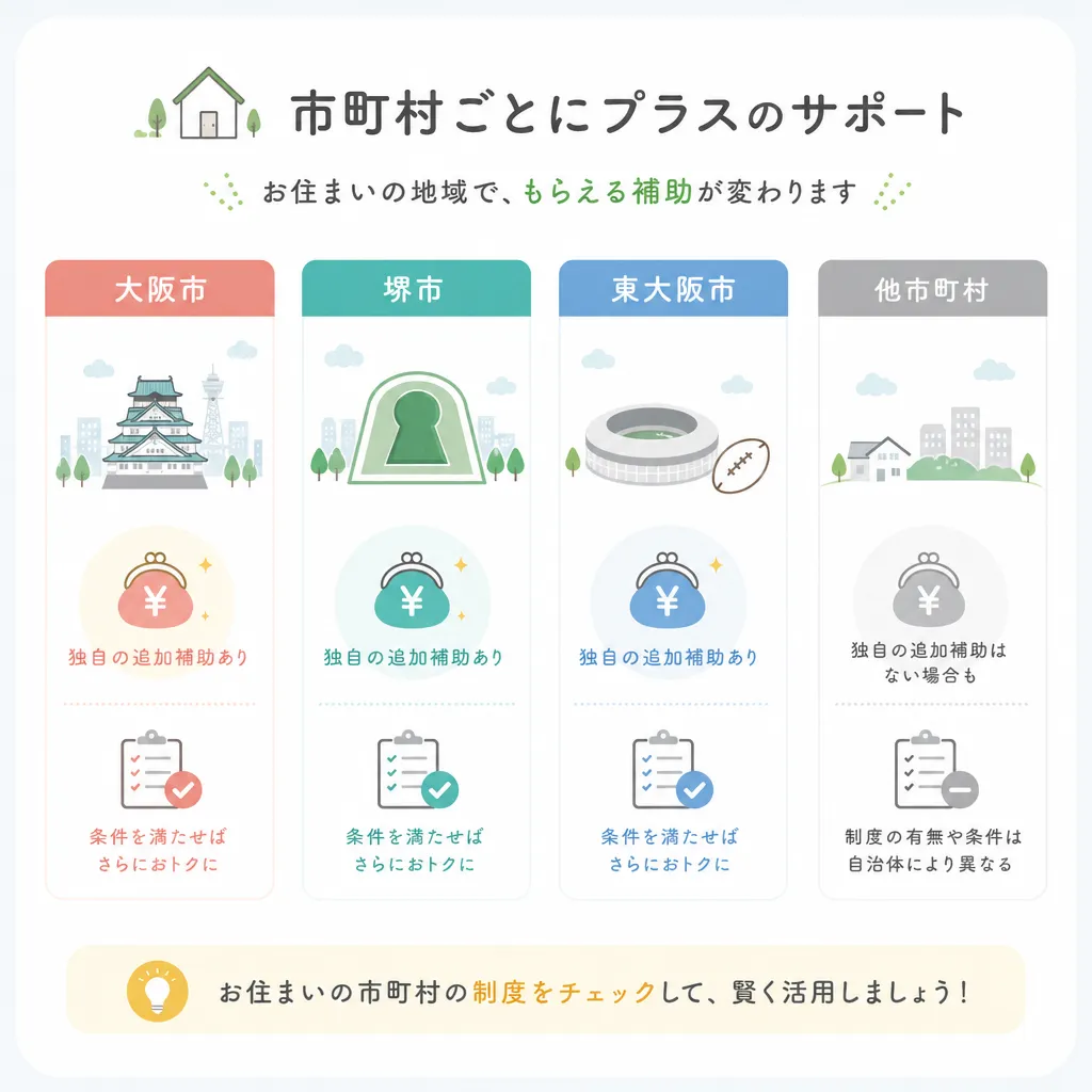 大阪府 市区町村別の追加補助