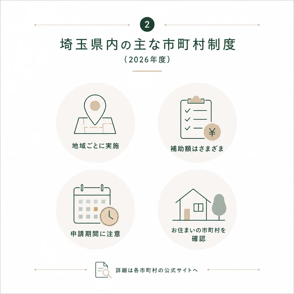 ② 埼玉県内の主な市町村制度（2026年度）