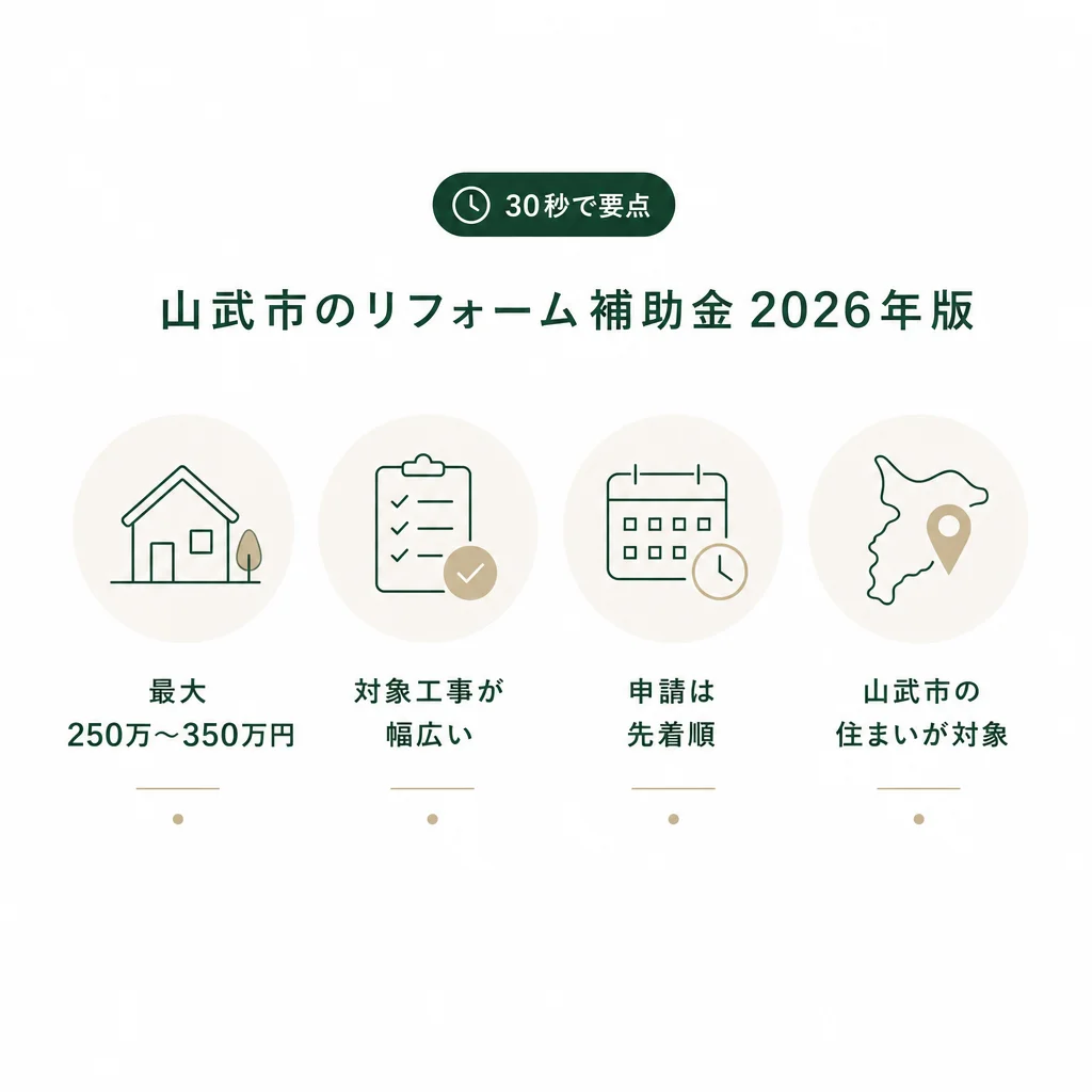30秒で要点｜山武市のリフォーム補助金2026年版