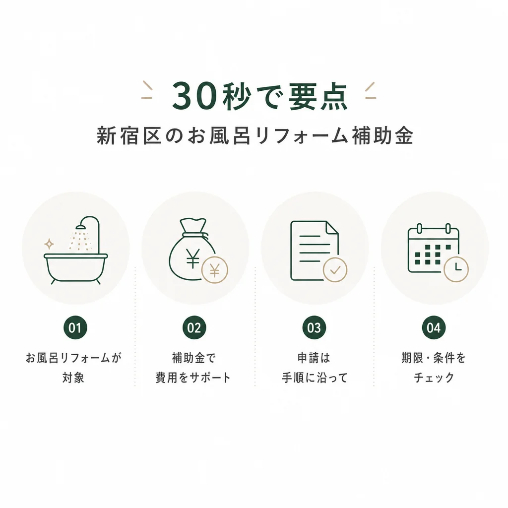 30秒で要点｜新宿区のお風呂リフォーム補助金