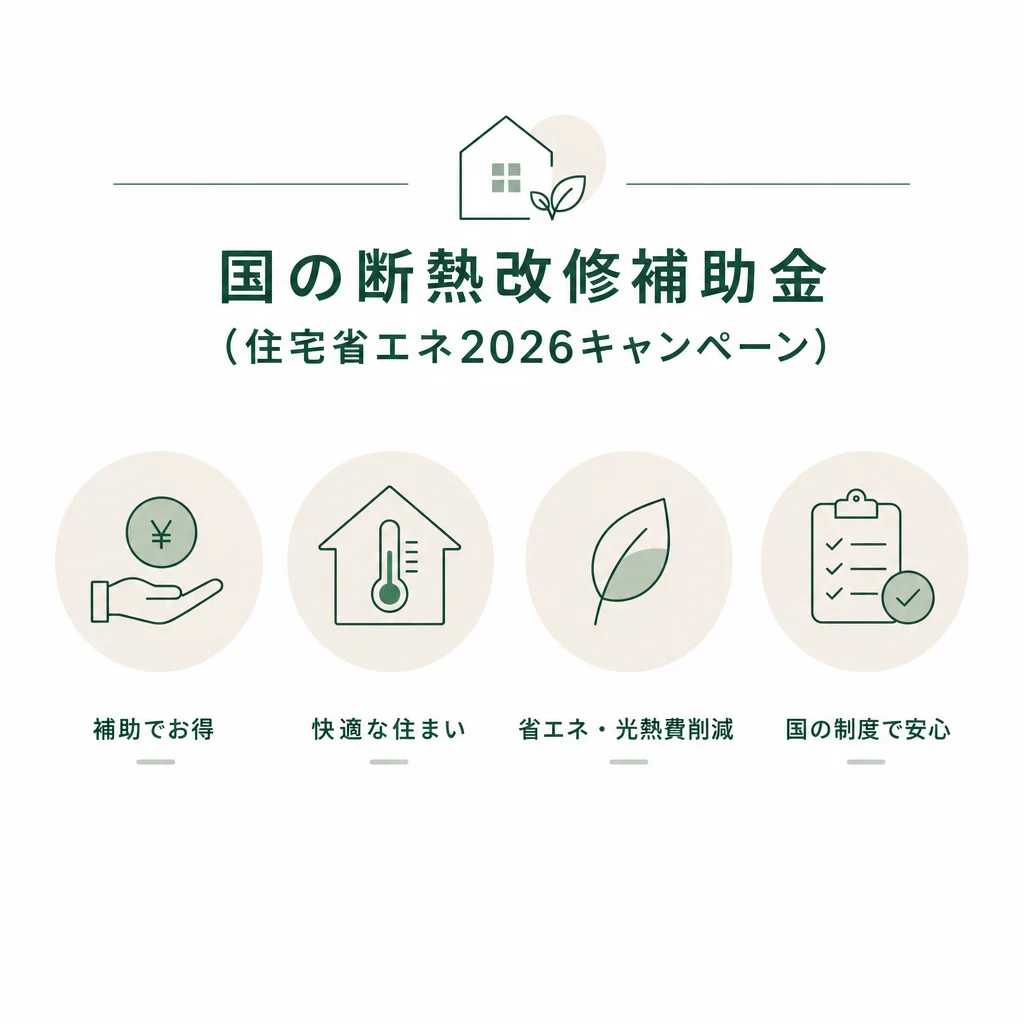 国の断熱改修補助金（住宅省エネ2026キャンペーン）