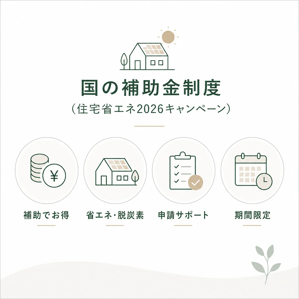 国の補助金制度（住宅省エネ2026キャンペーン）