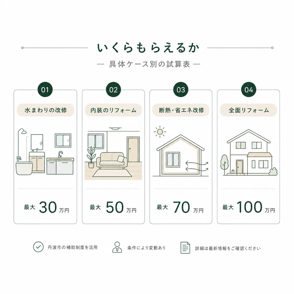 いくらもらえるか — 具体ケース別の試算表