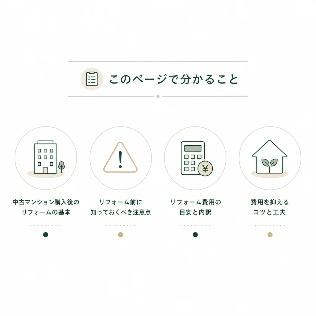 中古マンションリフォームの費用相場（2026年）のイメージ図