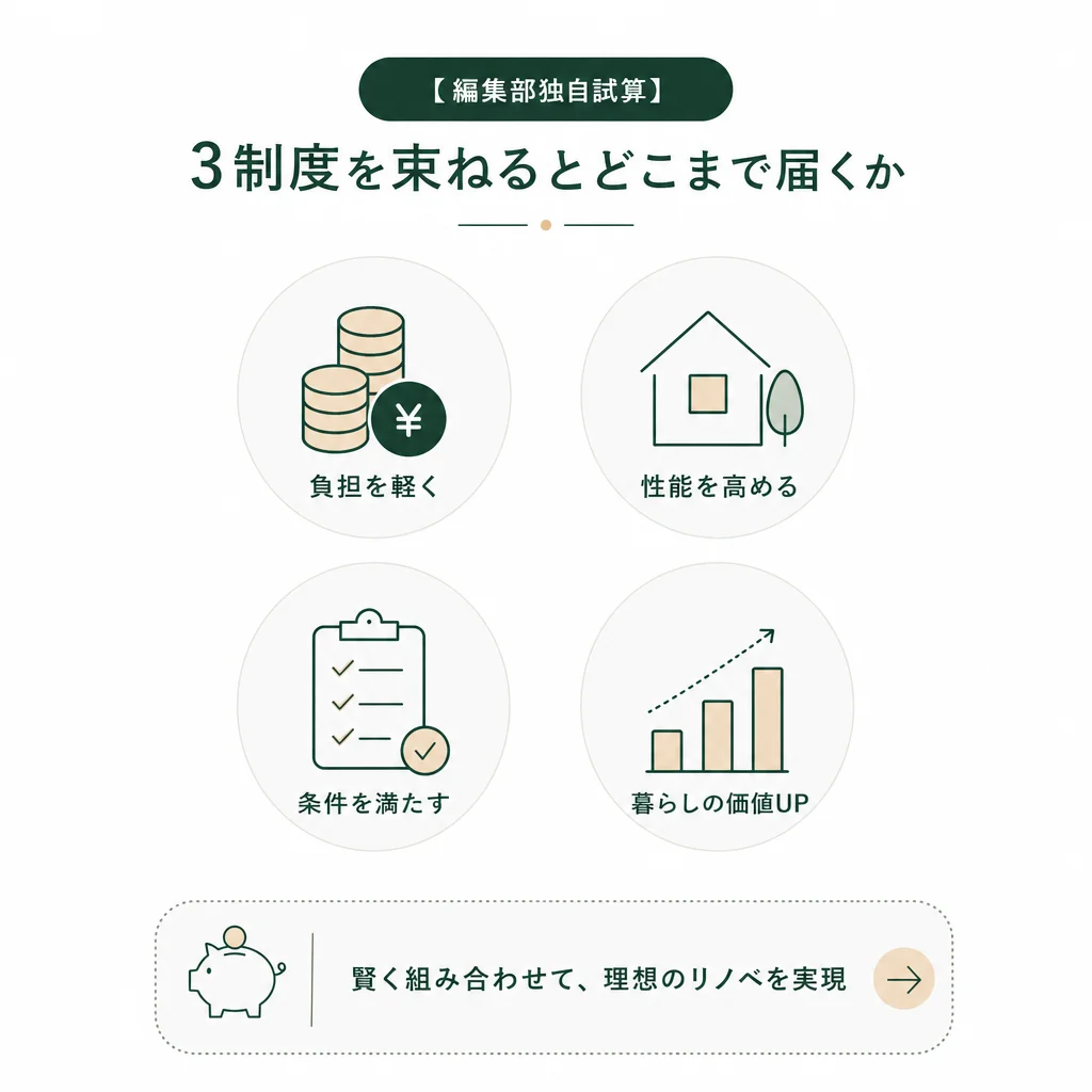 【編集部独自試算】3制度を束ねるとどこまで届くか